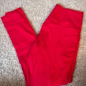 Athleta red legging with pockets